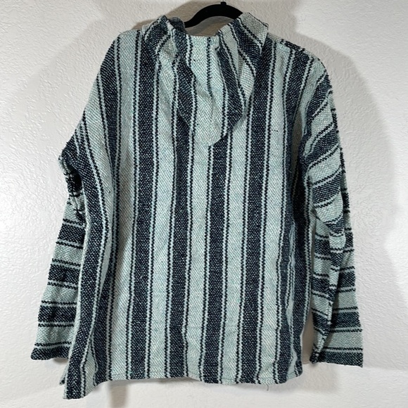 FRANK’S Striped Woven Baja Jacket Coat Hoodie Kangaroo Pocket Size Large Unisex - Picture 4 of 7